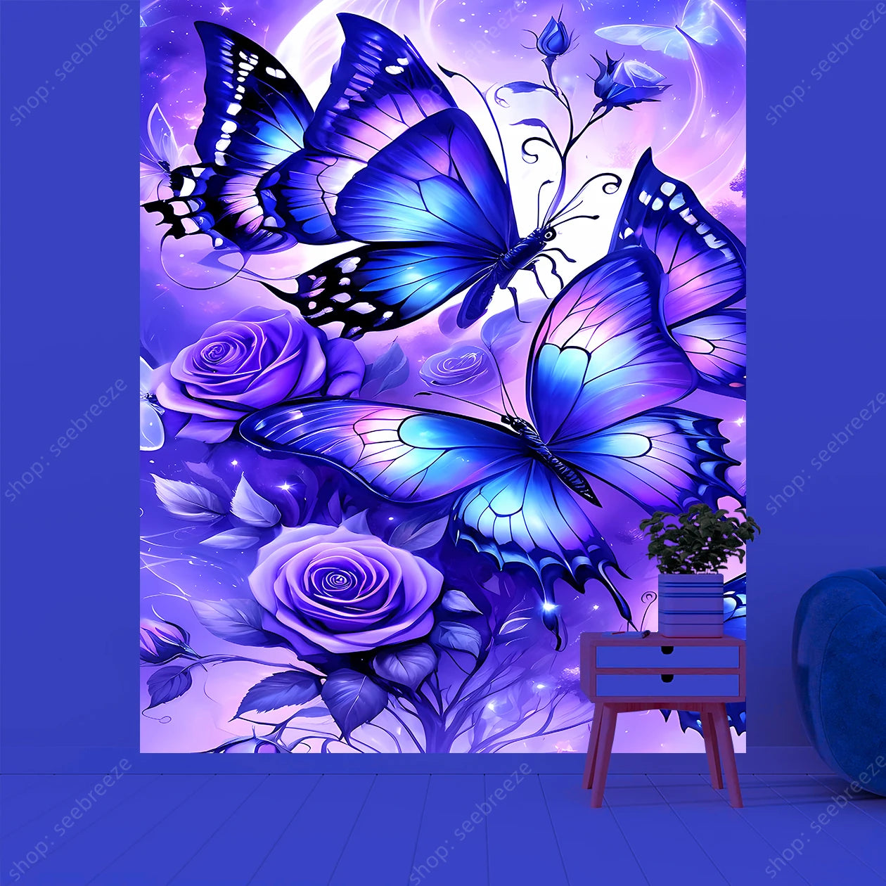 Butterfly UV Reactive Psychedelic Tapestries