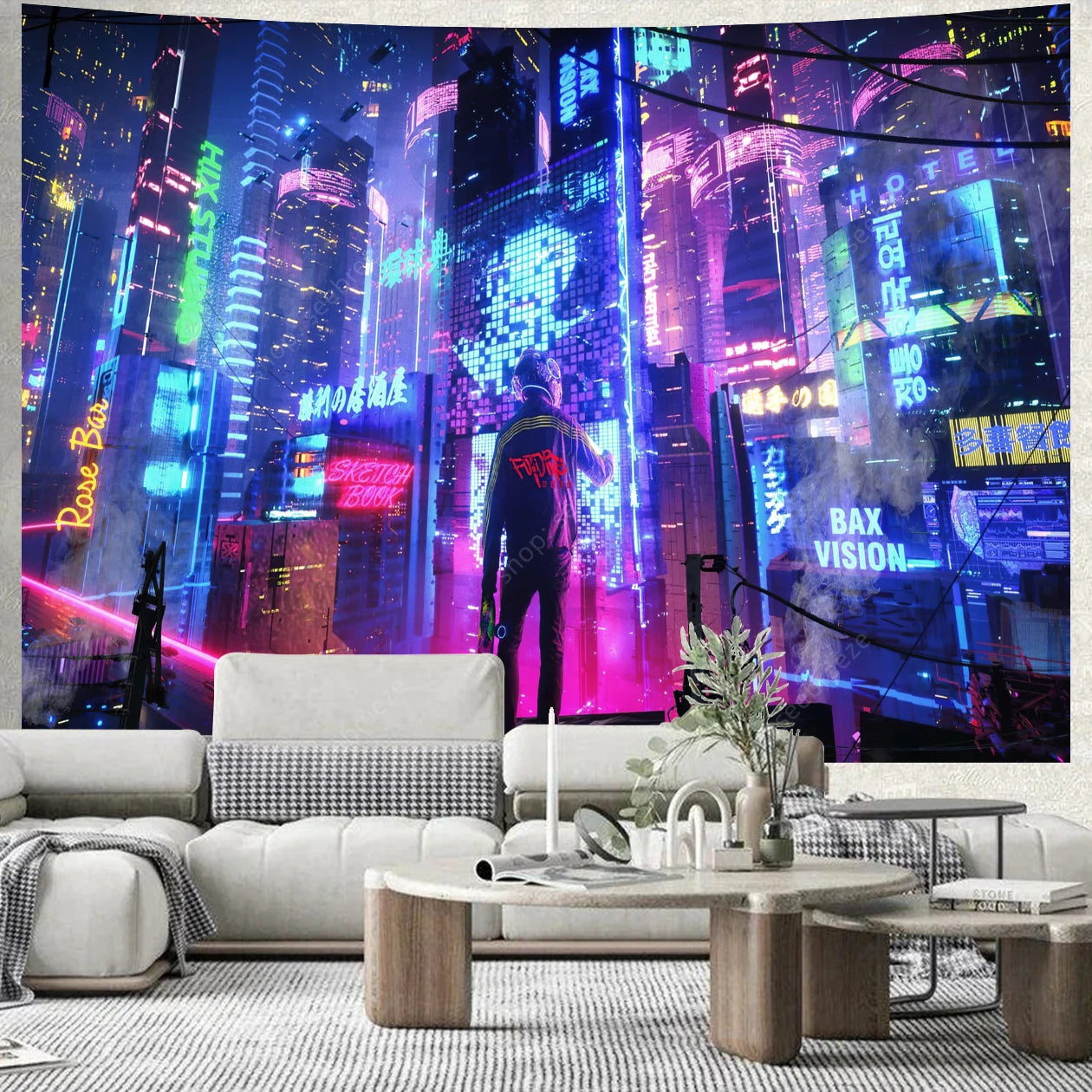 City Skyscrapers UV Reactive Tapestries