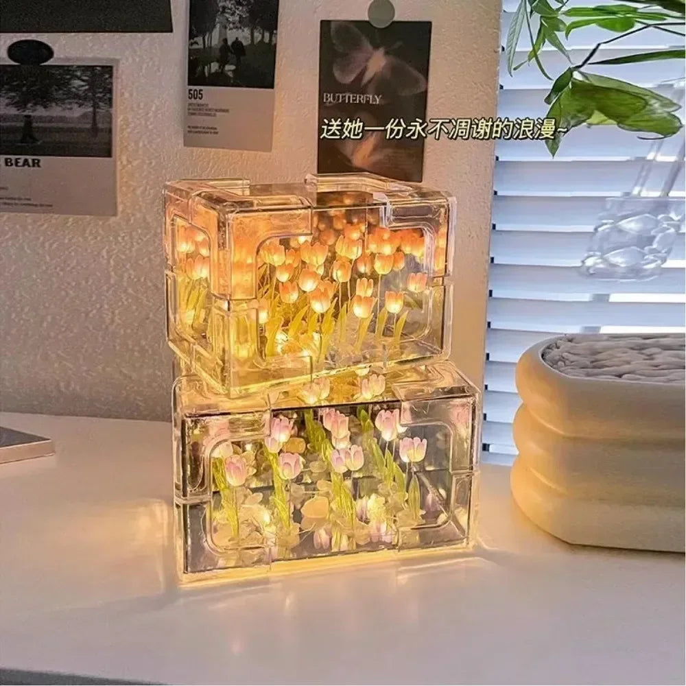 Tulip Cube Three-Dimensional Small Night Lamp