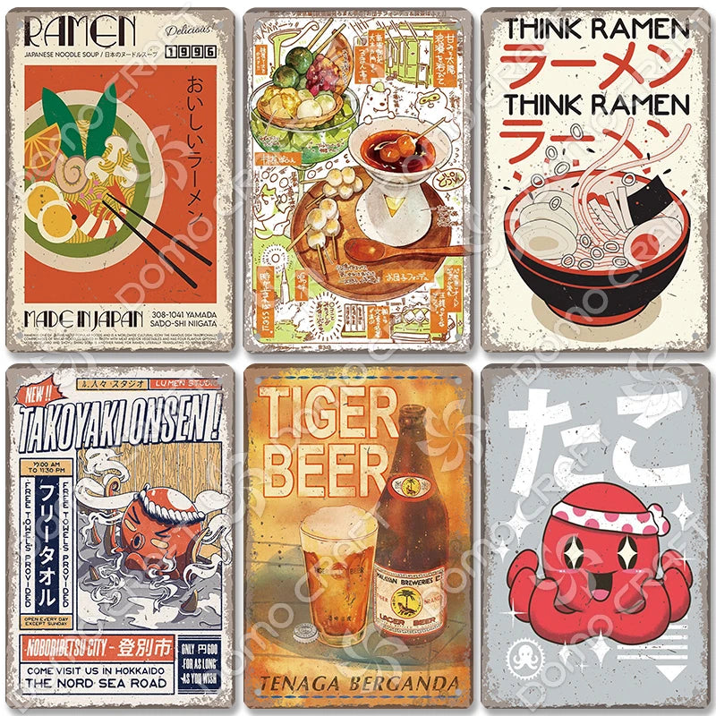 Vintage Japanese Foods Metal Signs