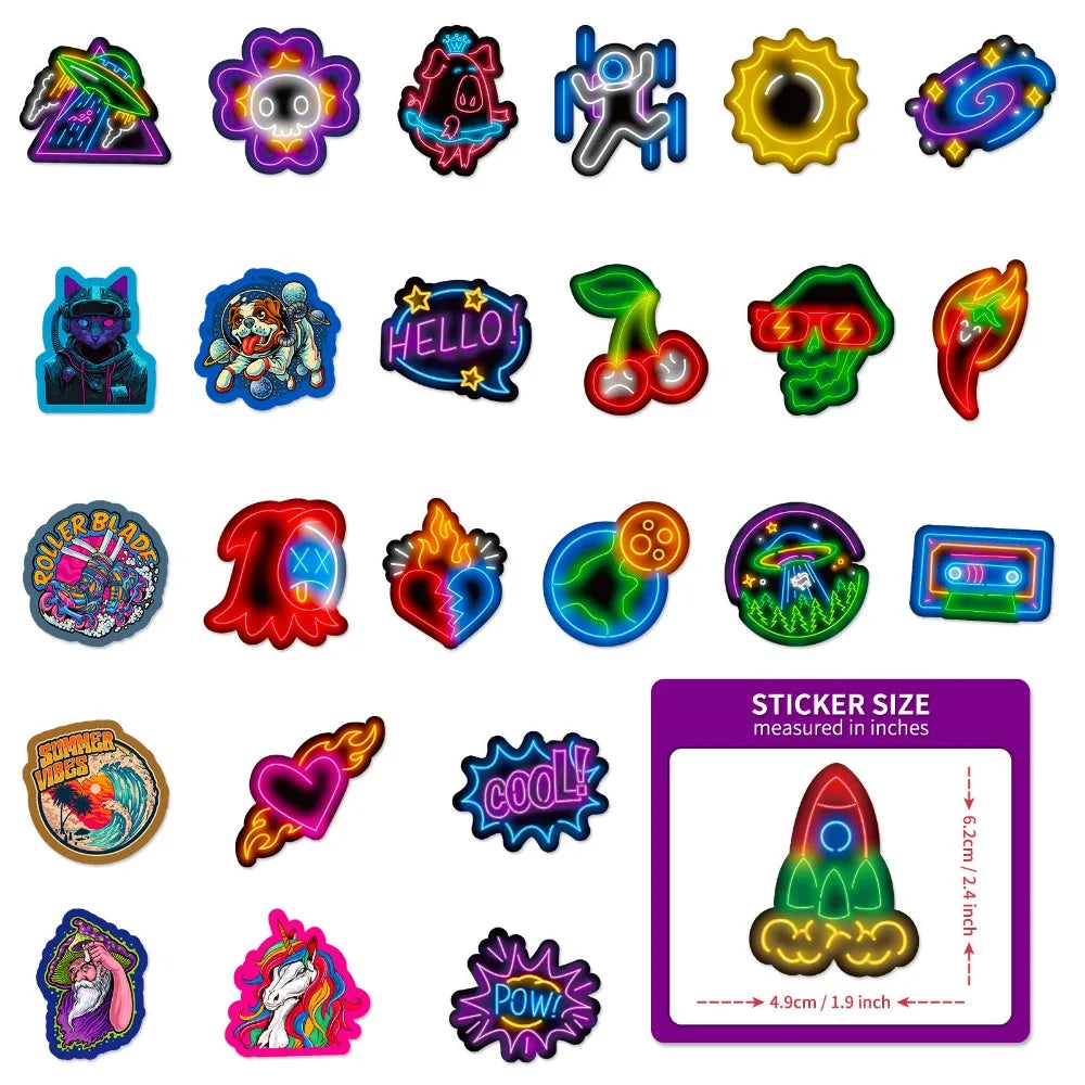 50PCS Neon Stickers