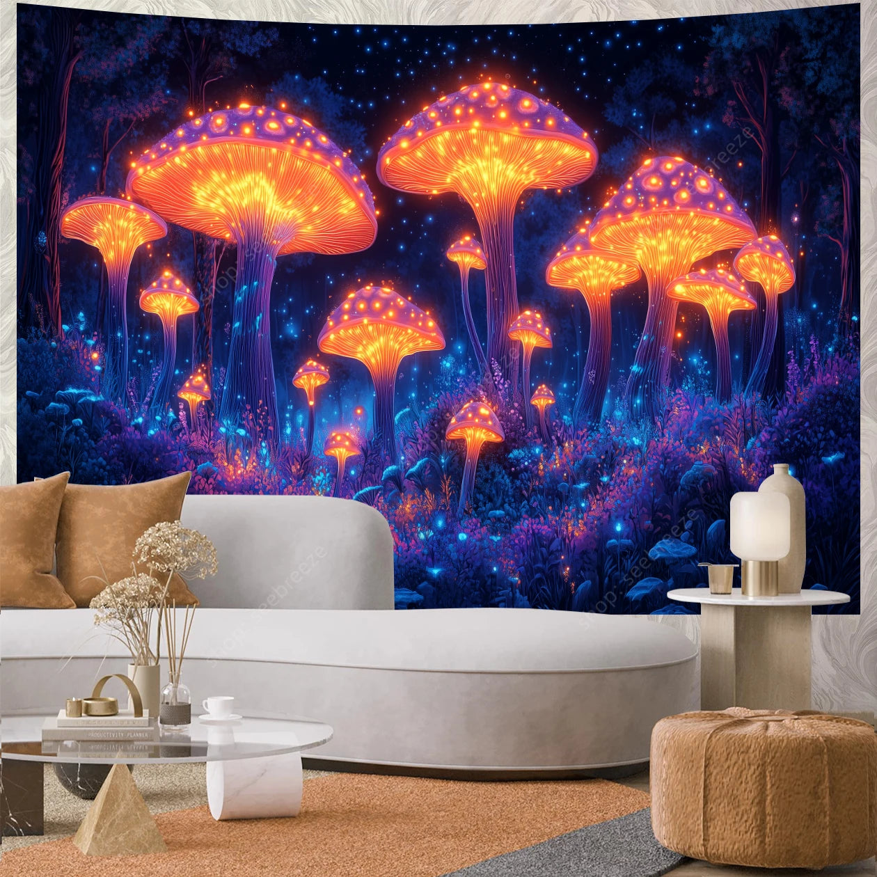 Mushroom Forest UV Reactive Tapestries