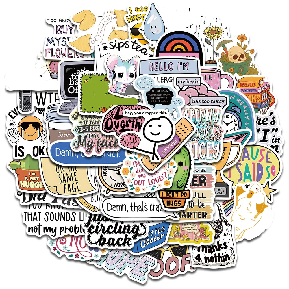 50PCS Funny Phrase Stickers