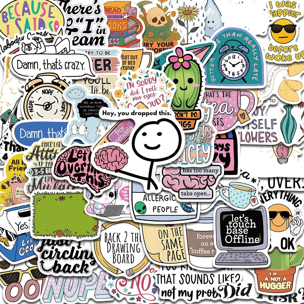 50PCS Funny Phrase Stickers