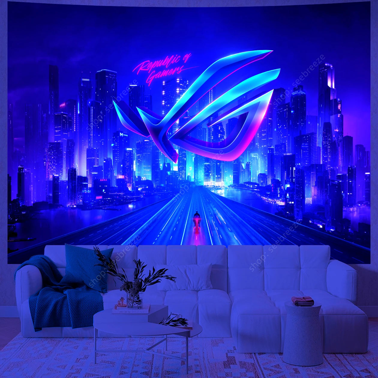 City Skyscrapers UV Reactive Tapestries