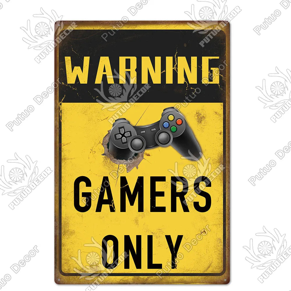 Funny Gamer Metal Signs