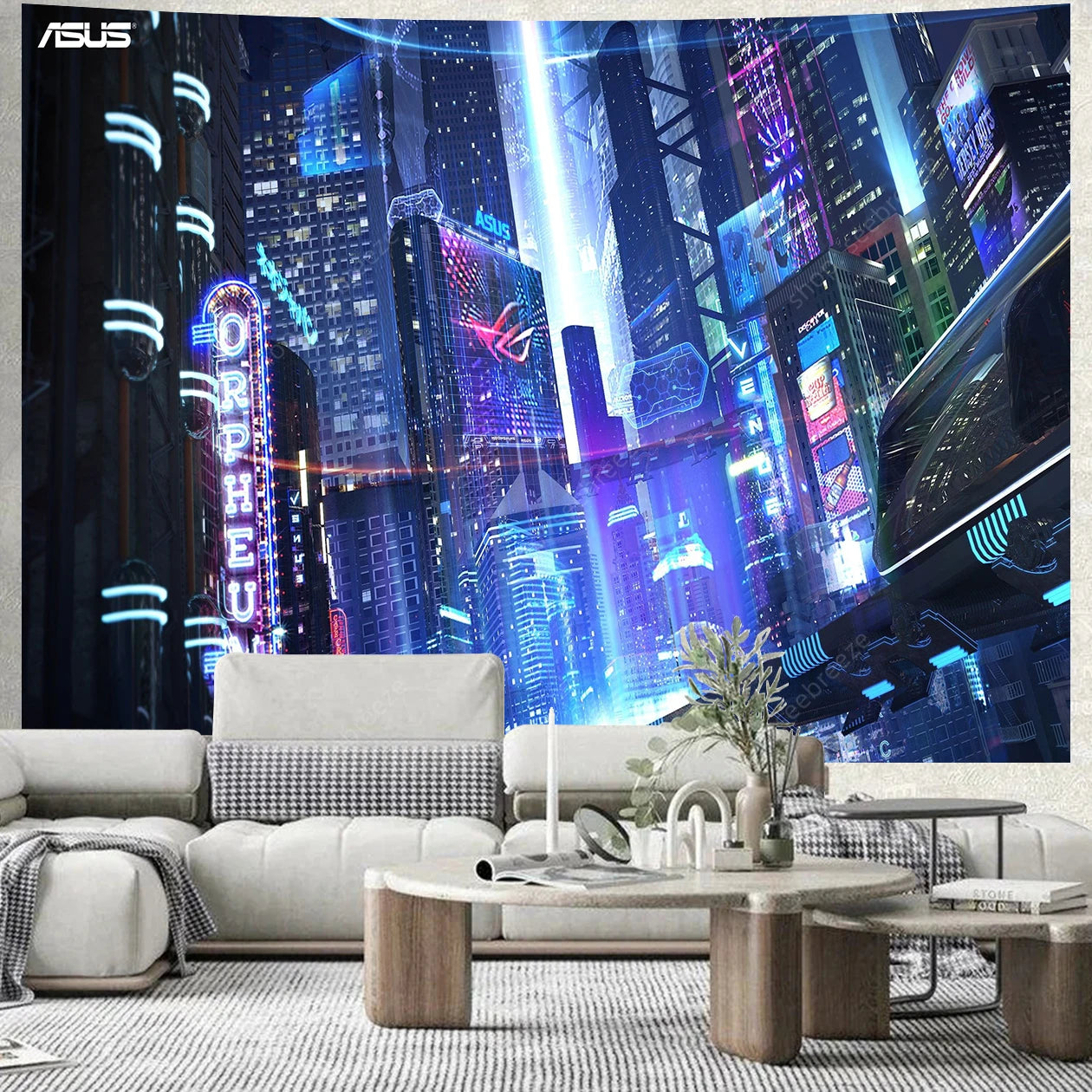 City Skyscrapers UV Reactive Tapestries