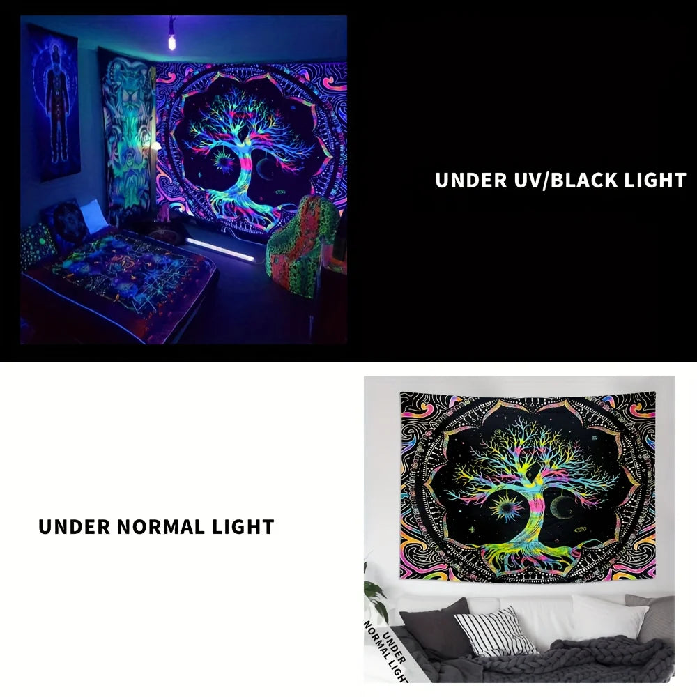 UV reactive Tree of Life Tapestries