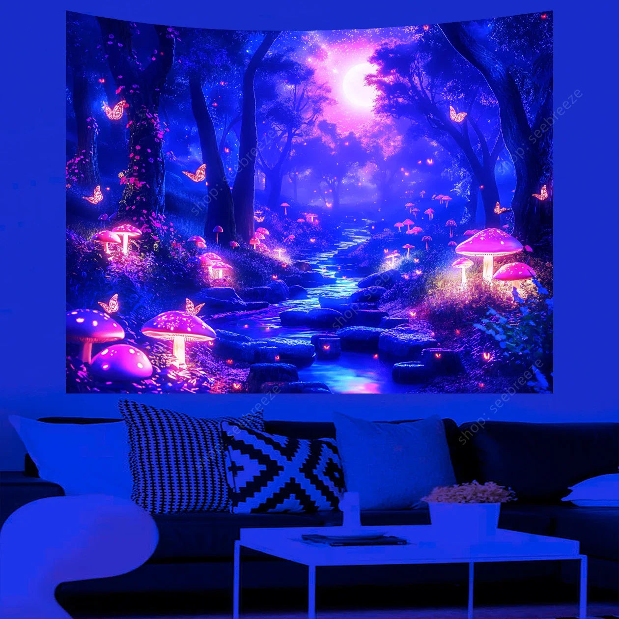 UV reactive Night Forest Tapestries