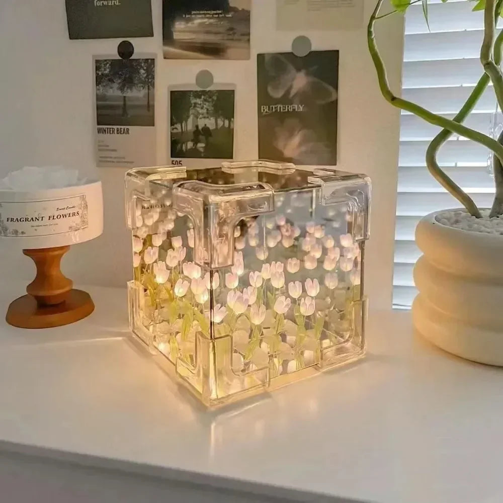 Tulip Cube Three-Dimensional Small Night Lamp