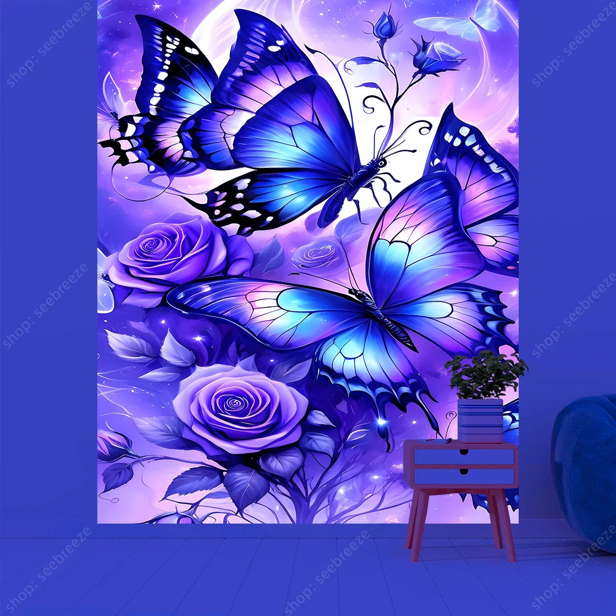 Butterfly UV Reactive Psychedelic Tapestries