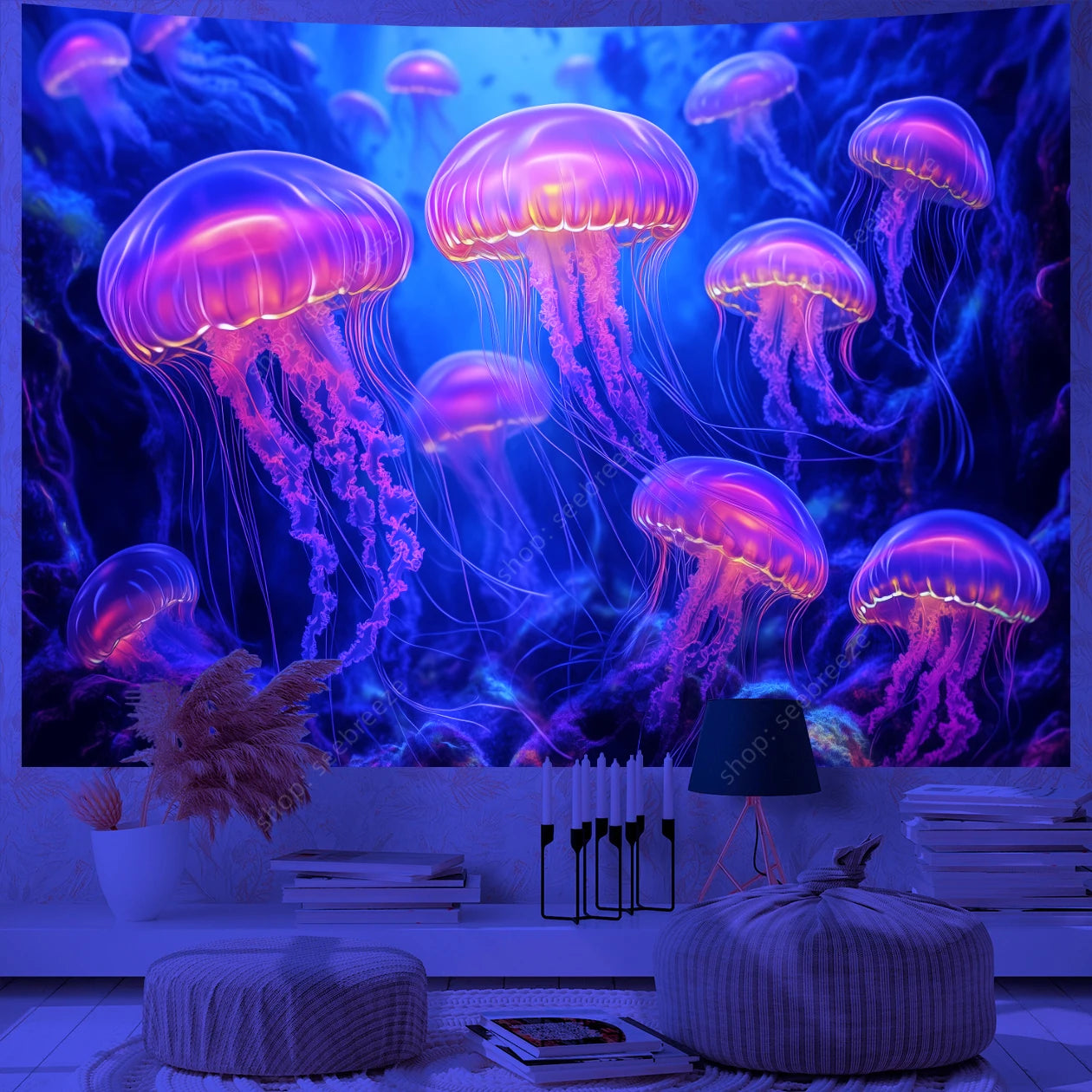 Jellyfish UV Reactive Tapestries