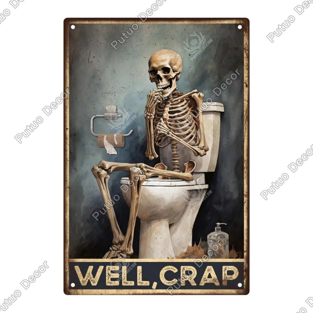 Funny Bathroom Decor Metal Signs