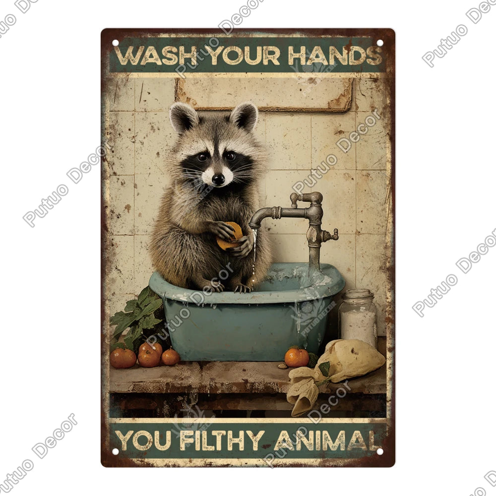 Funny Bathroom Decor Metal Signs
