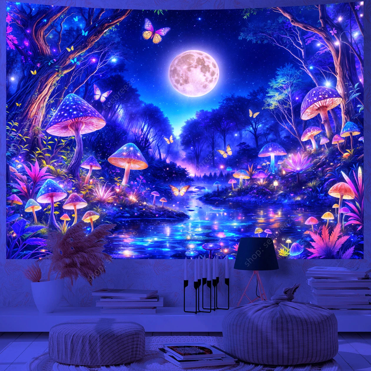 Butterfly UV Reactive Psychedelic Tapestries