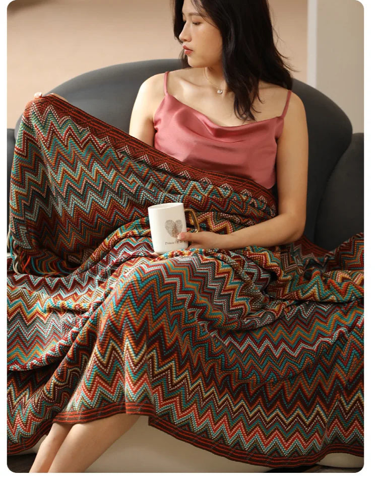 Heavy Knitted Blankets with Tassels