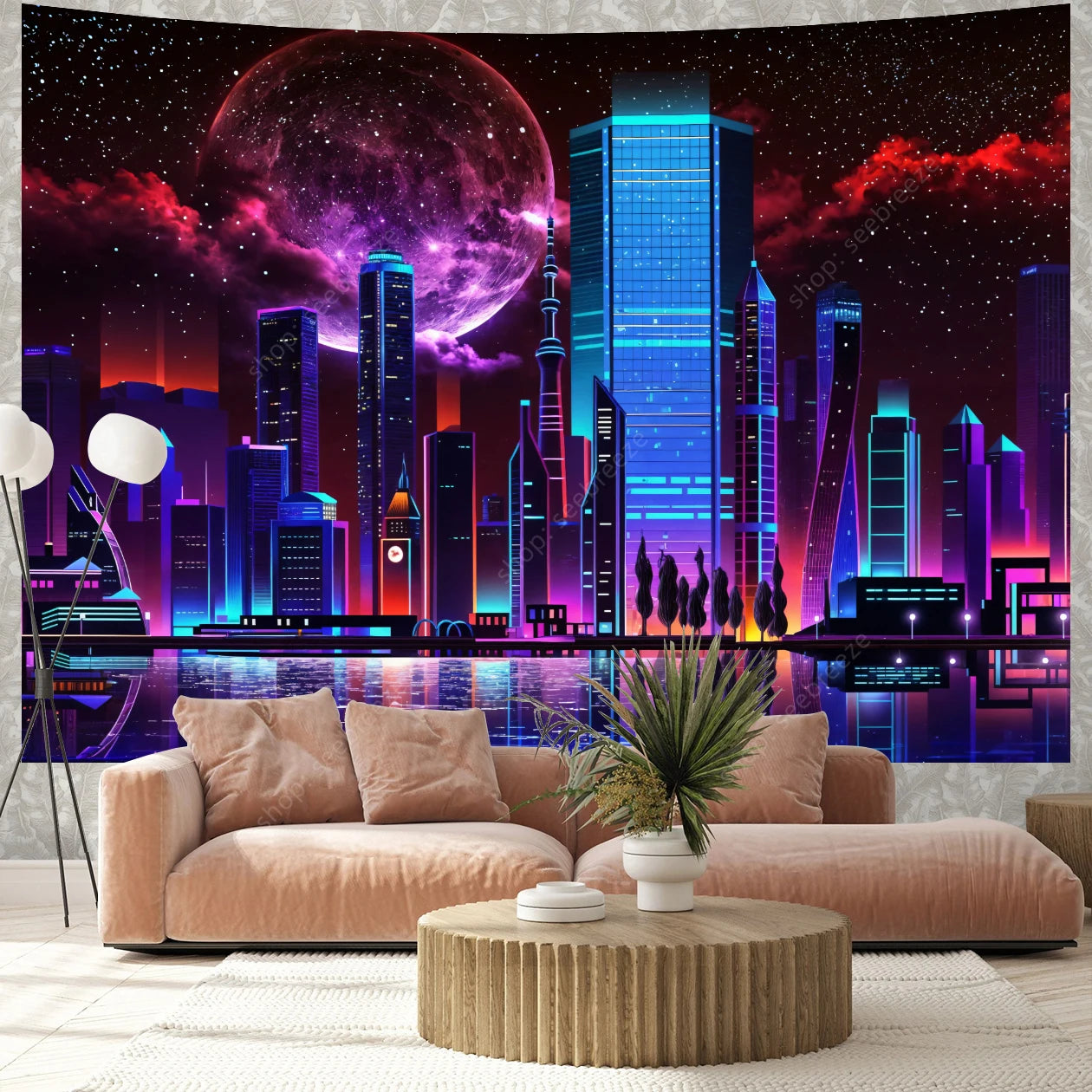 City Skyscrapers UV Reactive Tapestries