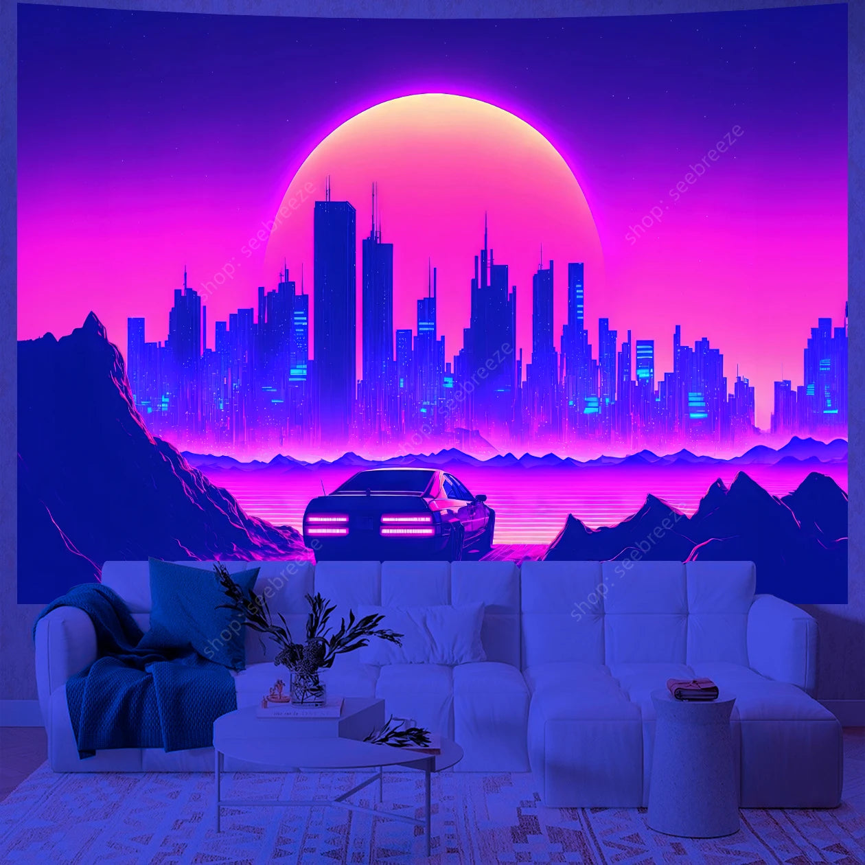 City Skyscrapers UV Reactive Tapestries