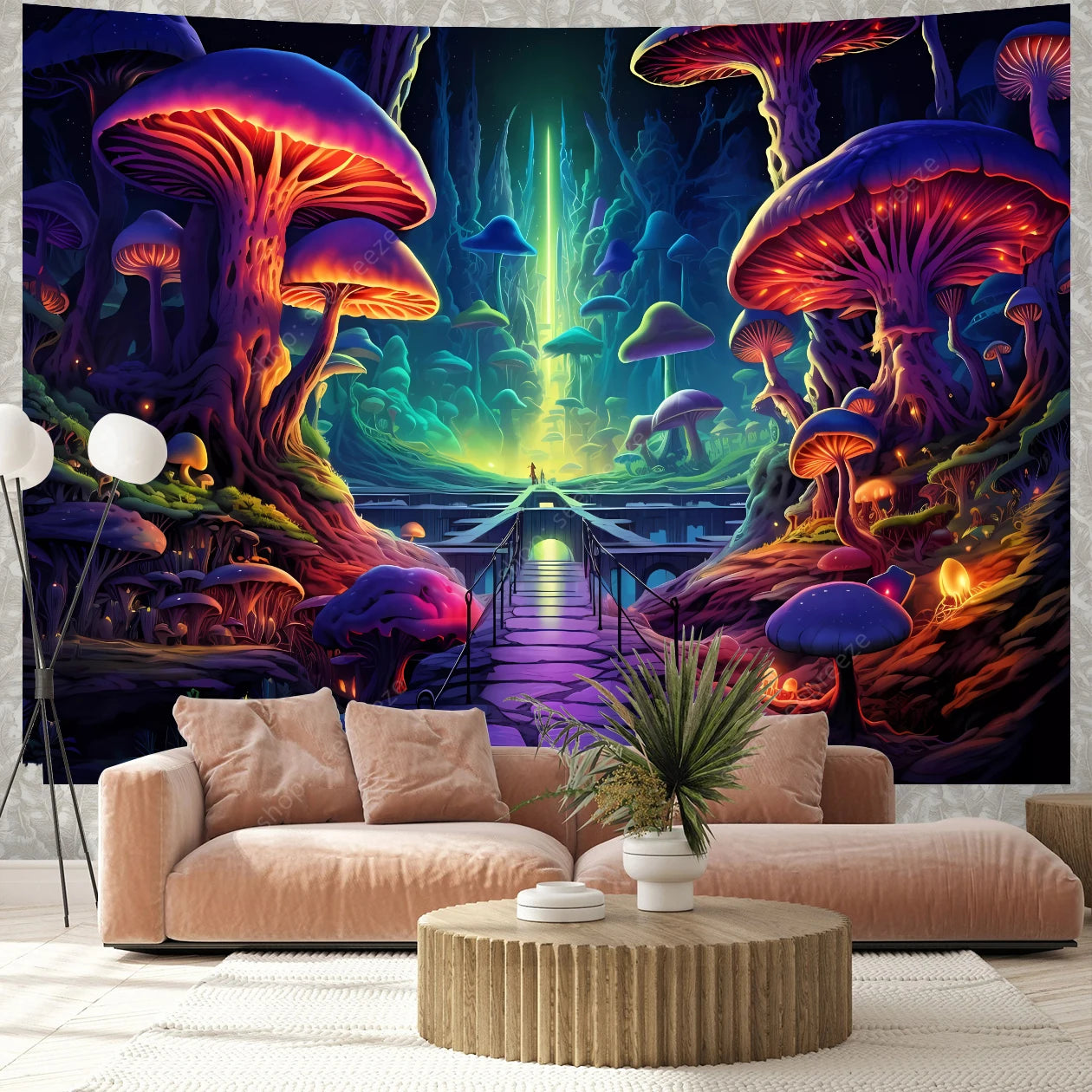 Fantasy Mushroom UV Reactive Tapestries