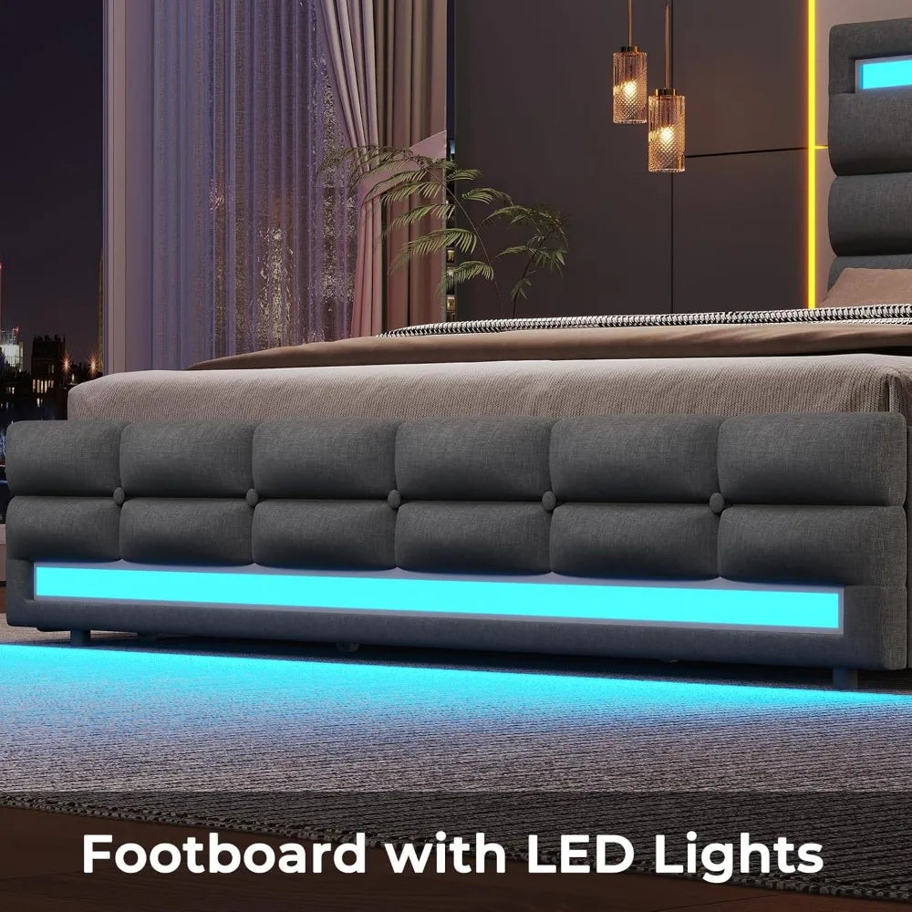 Cushy Bedframe with LED lights and charging station