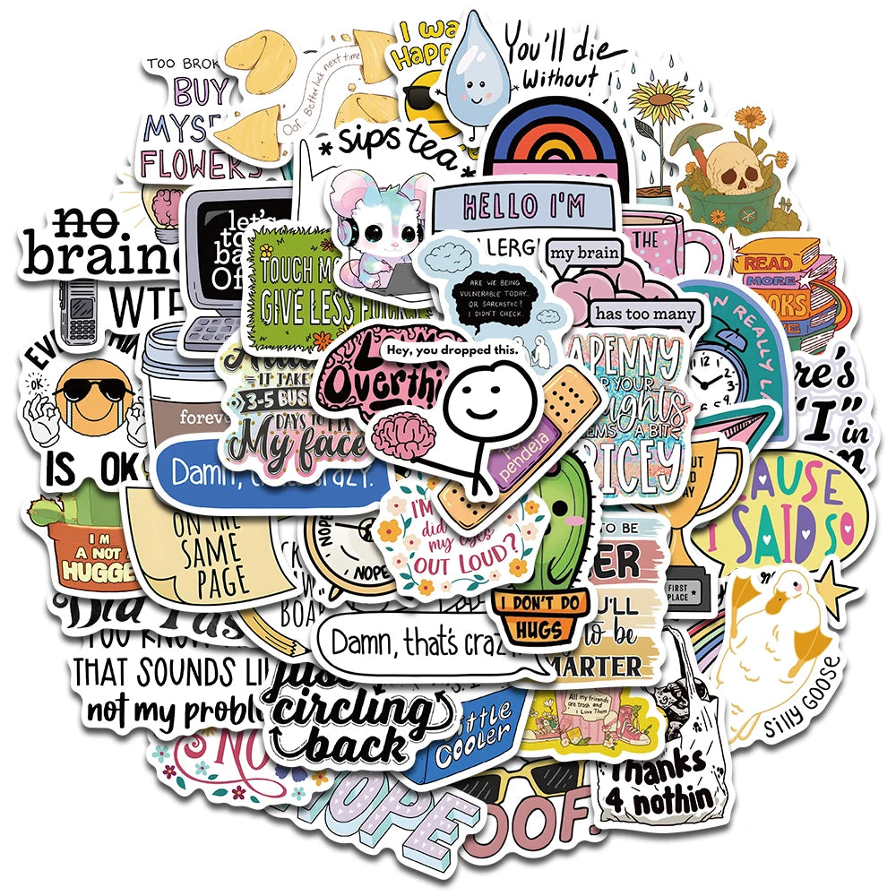 50PCS Funny Phrase Stickers