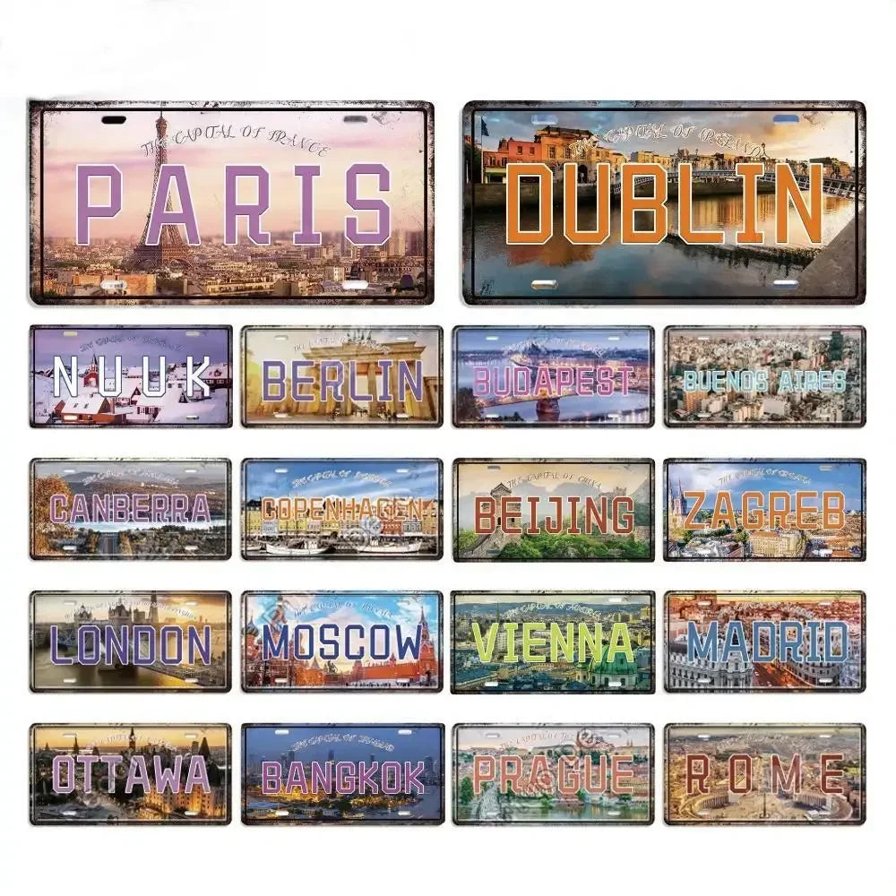 Capital City License Plate Metal Signs