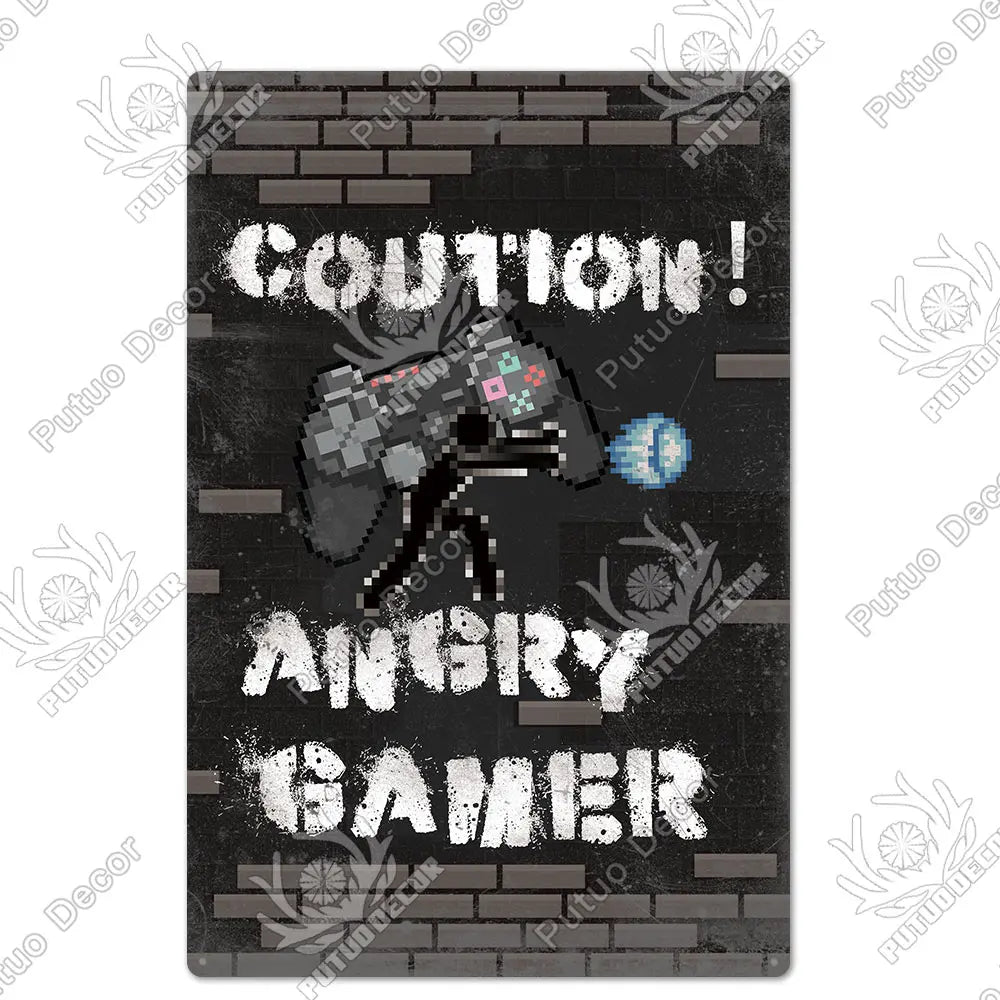 Funny Gamer Metal Signs