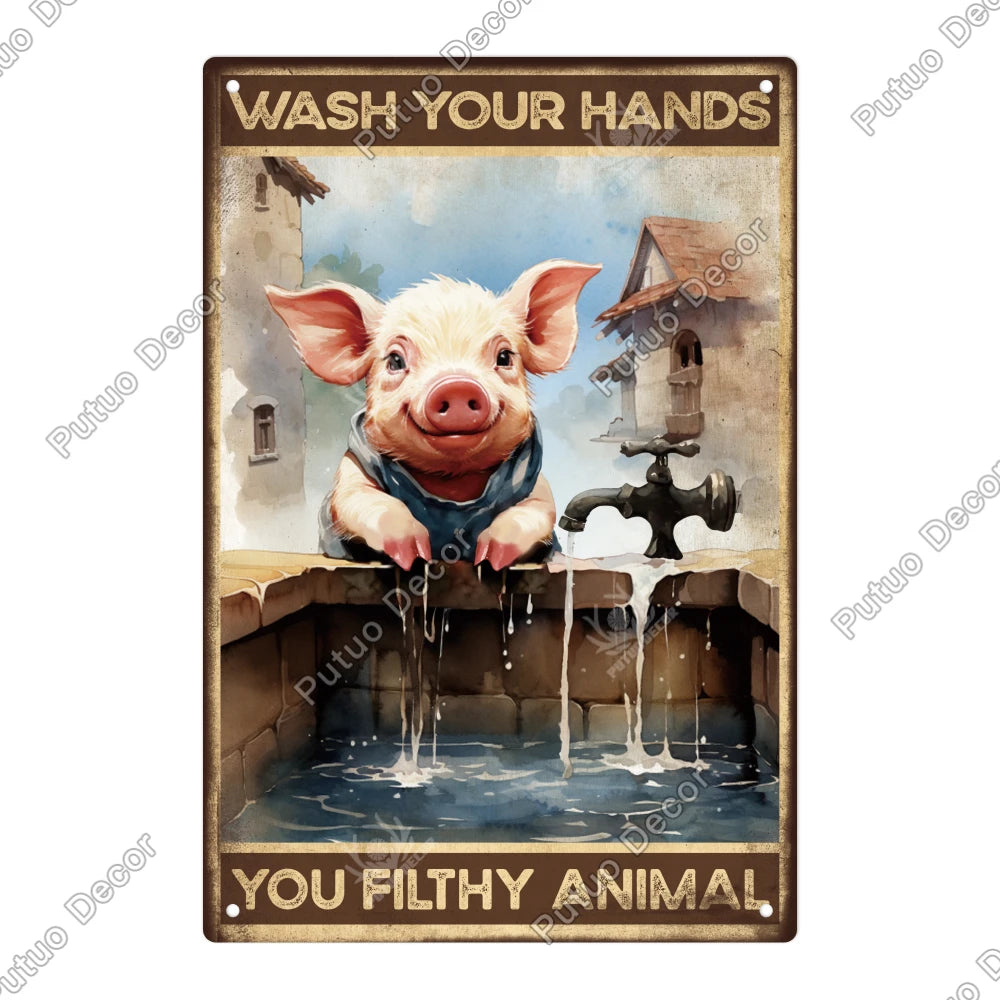 Funny Bathroom Decor Metal Signs