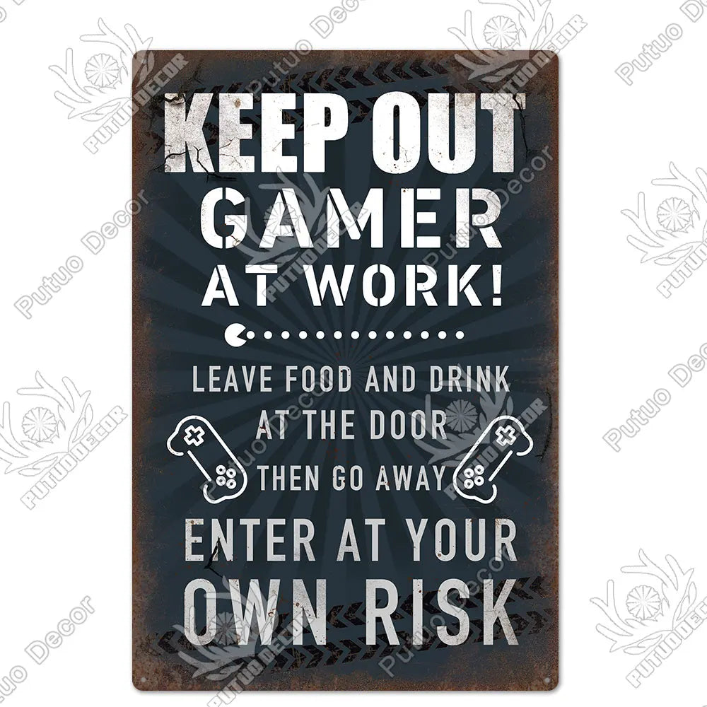 Funny Gamer Metal Signs
