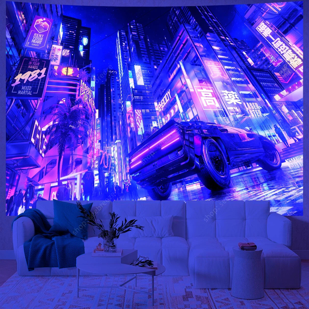 City Skyscrapers UV Reactive Tapestries