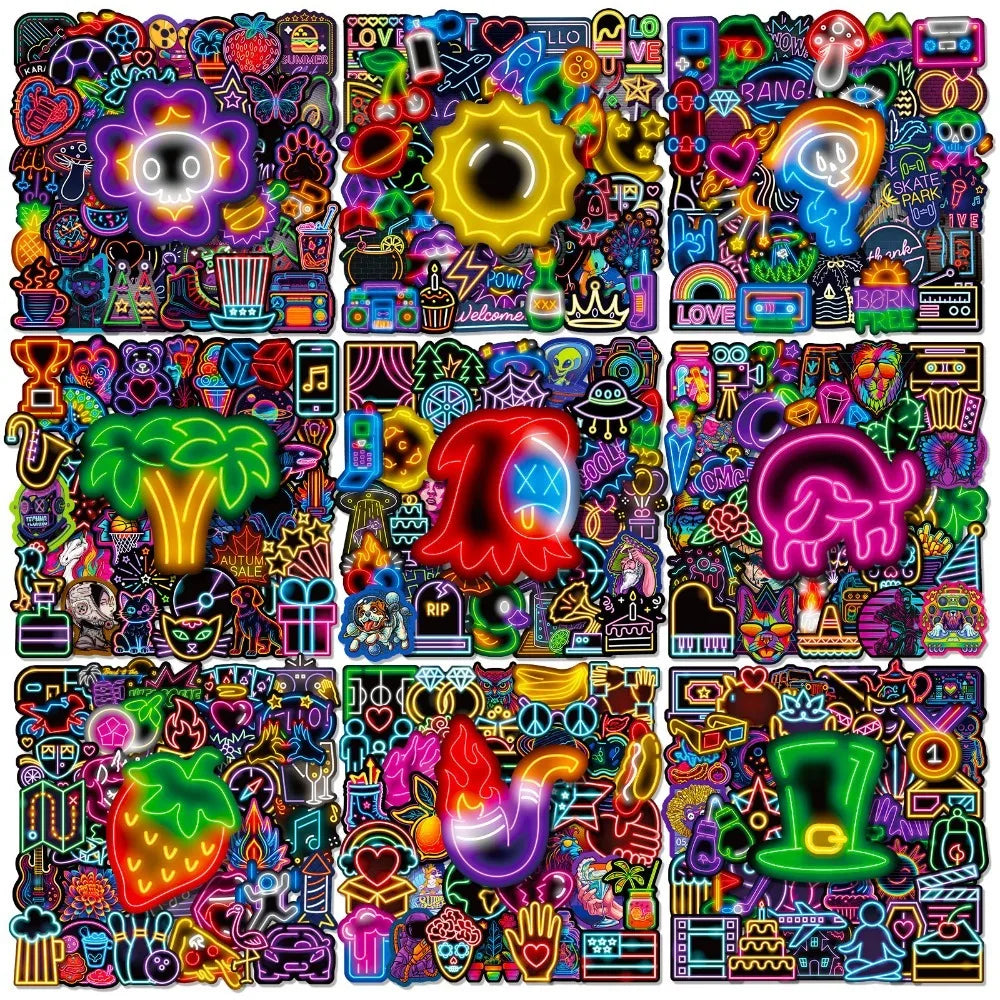 50pcs Cool Neon Graffiti Stickers