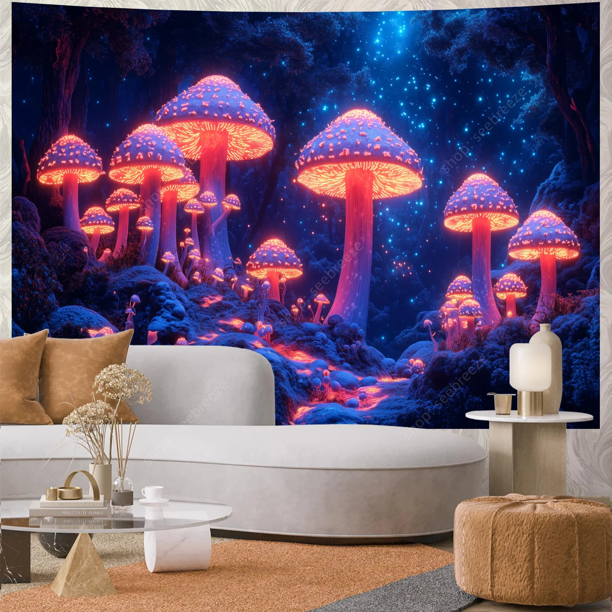 Mushroom Forest UV Reactive Tapestries
