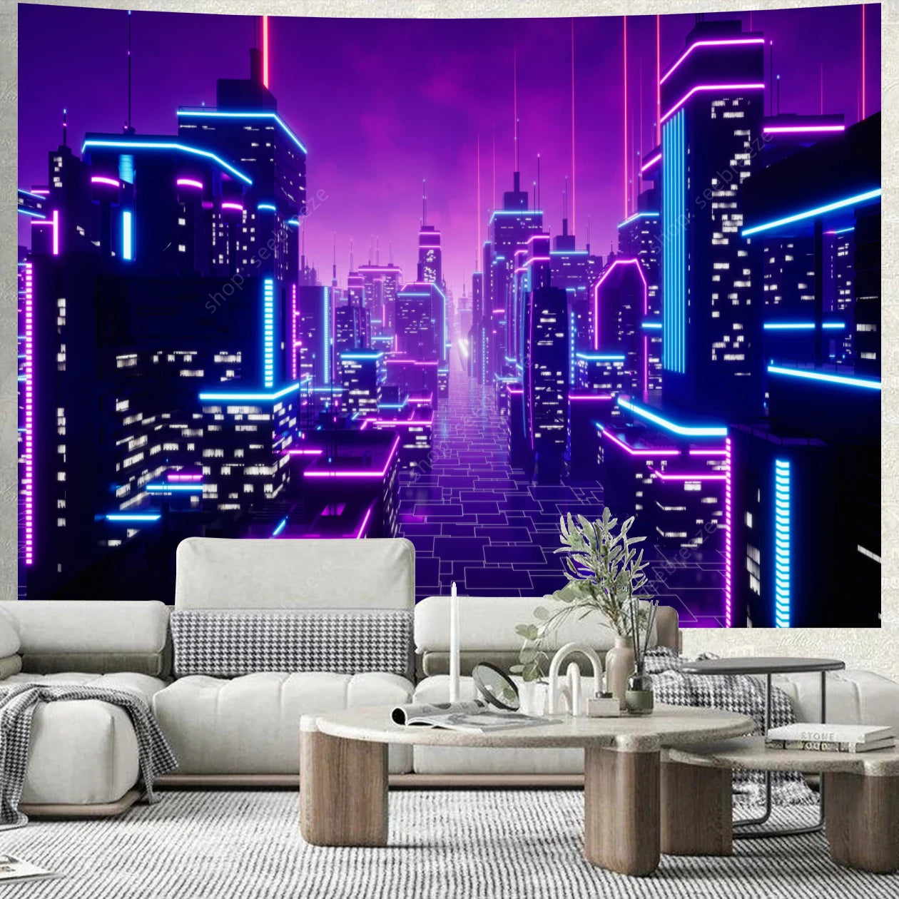 City Skyscrapers UV Reactive Tapestries