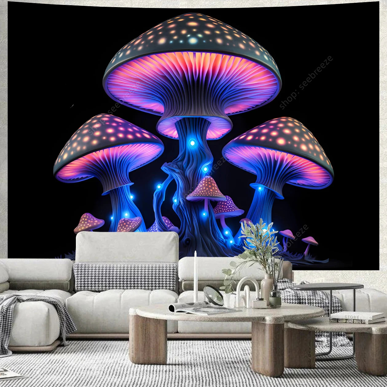 Mushroom Forest UV Reactive Tapestries