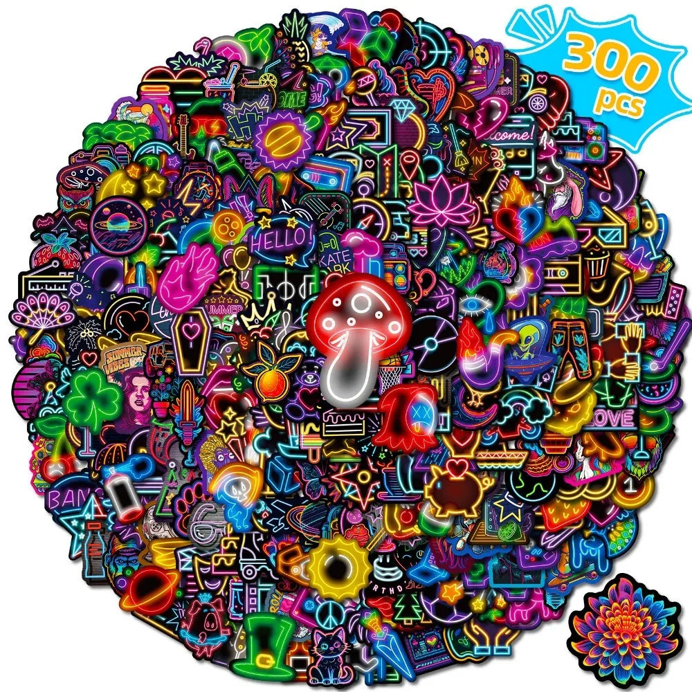 50pcs Cool Neon Graffiti Stickers