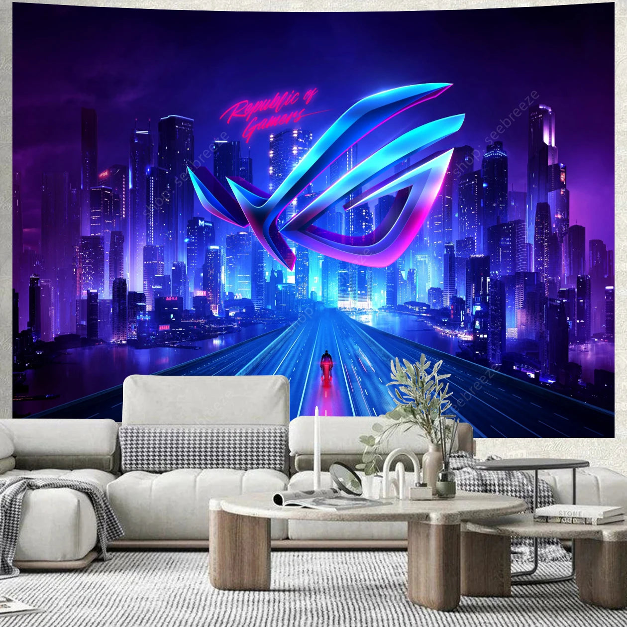 City Skyscrapers UV Reactive Tapestries