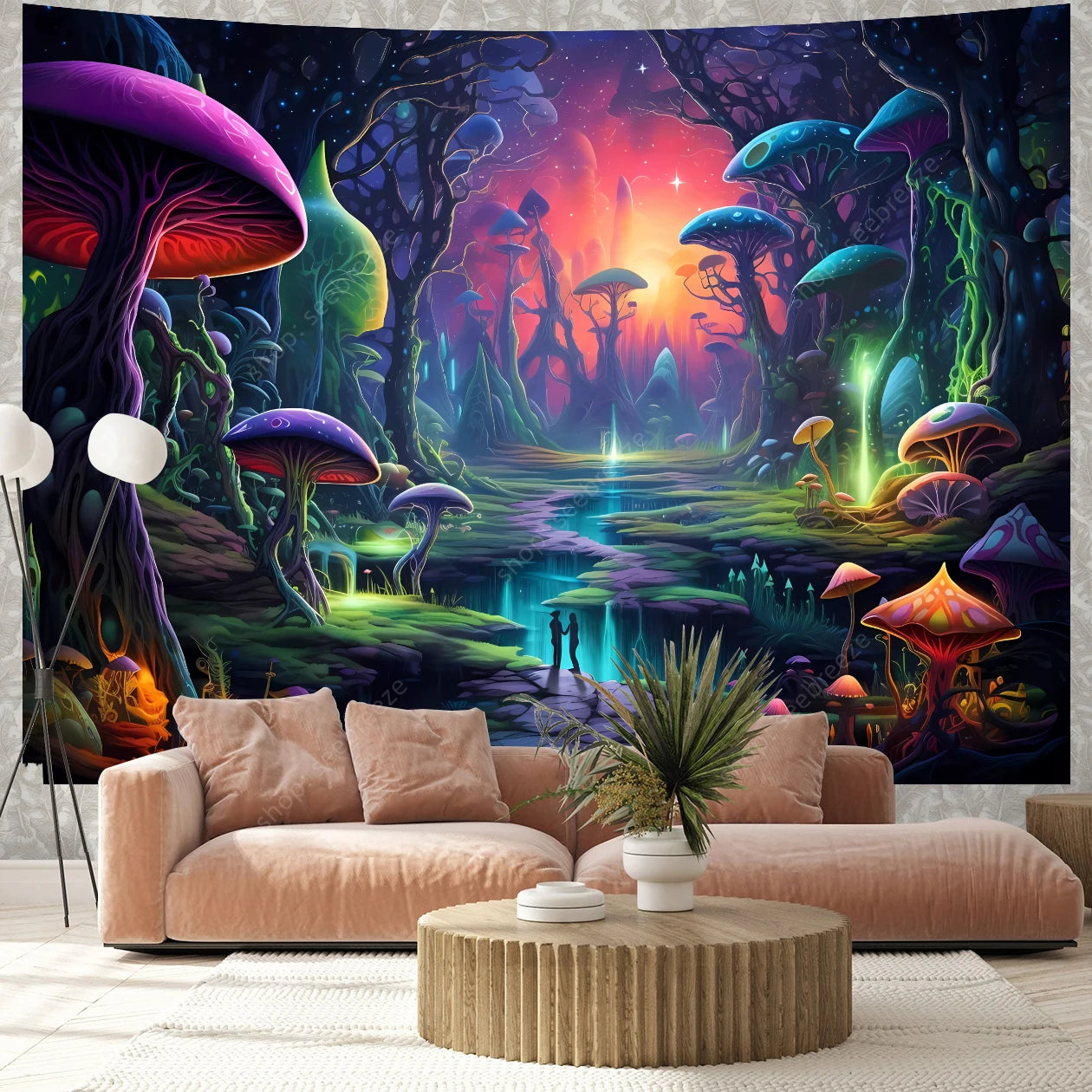Fantasy Mushroom UV Reactive Tapestries