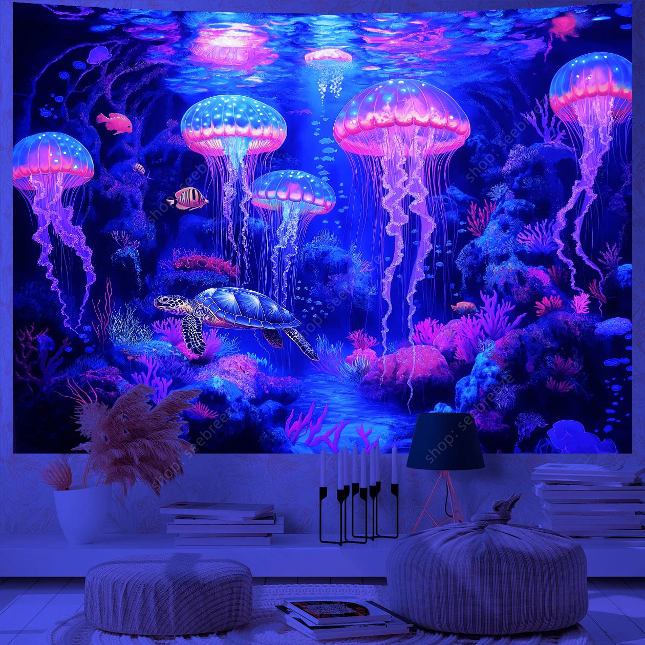 Jellyfish UV Reactive Tapestries