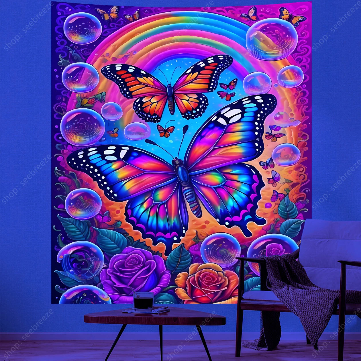 Butterfly UV Reactive Psychedelic Tapestries