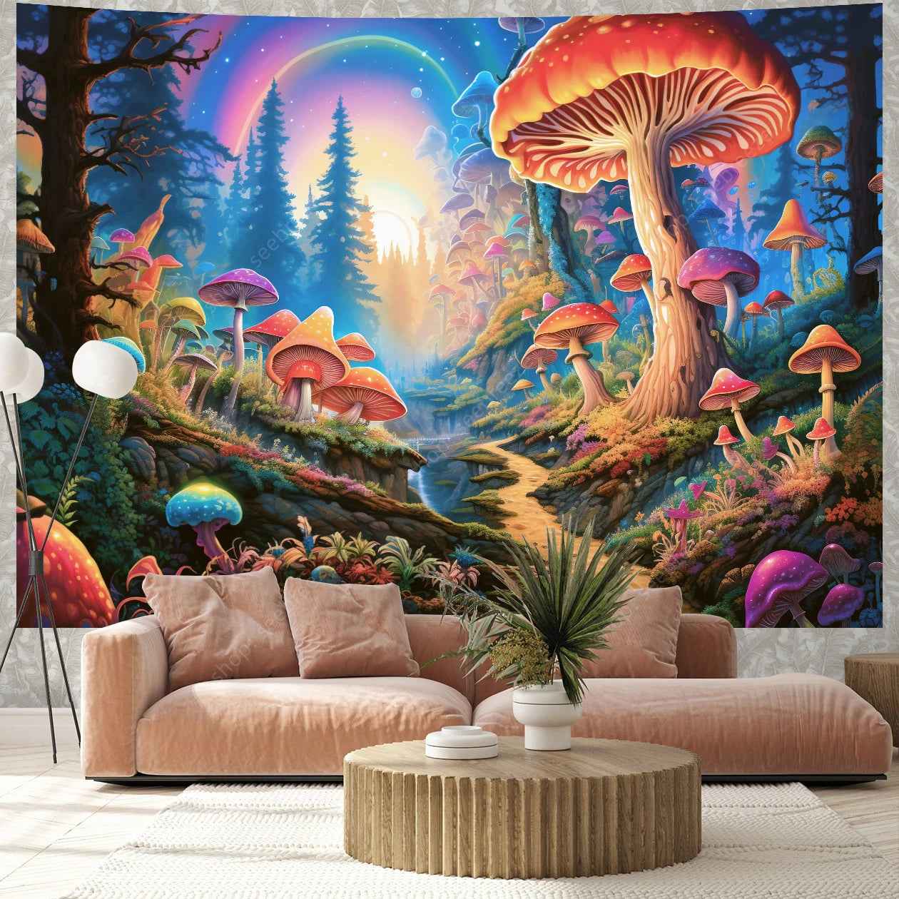 Fantasy Mushroom UV Reactive Tapestries
