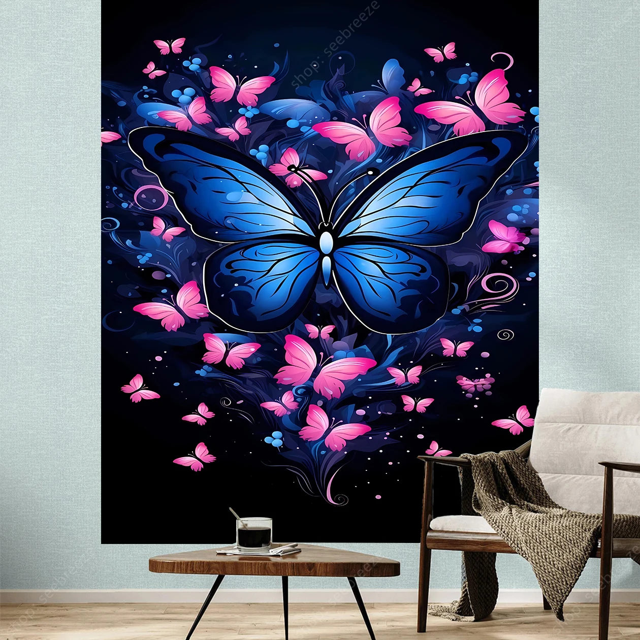 Butterfly UV Reactive Psychedelic Tapestries