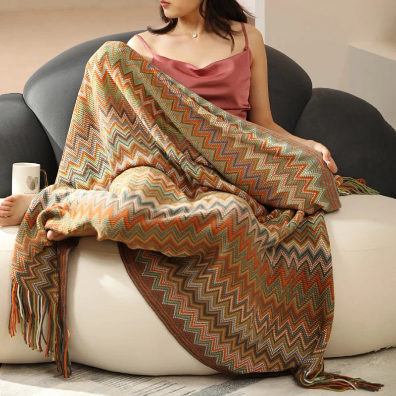 Heavy Knitted Blankets with Tassels