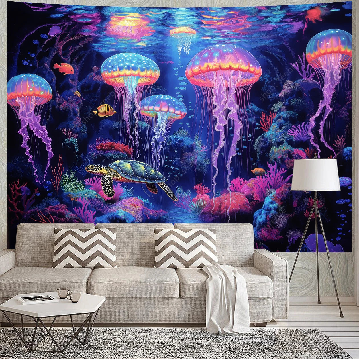 Jellyfish UV Reactive Tapestries