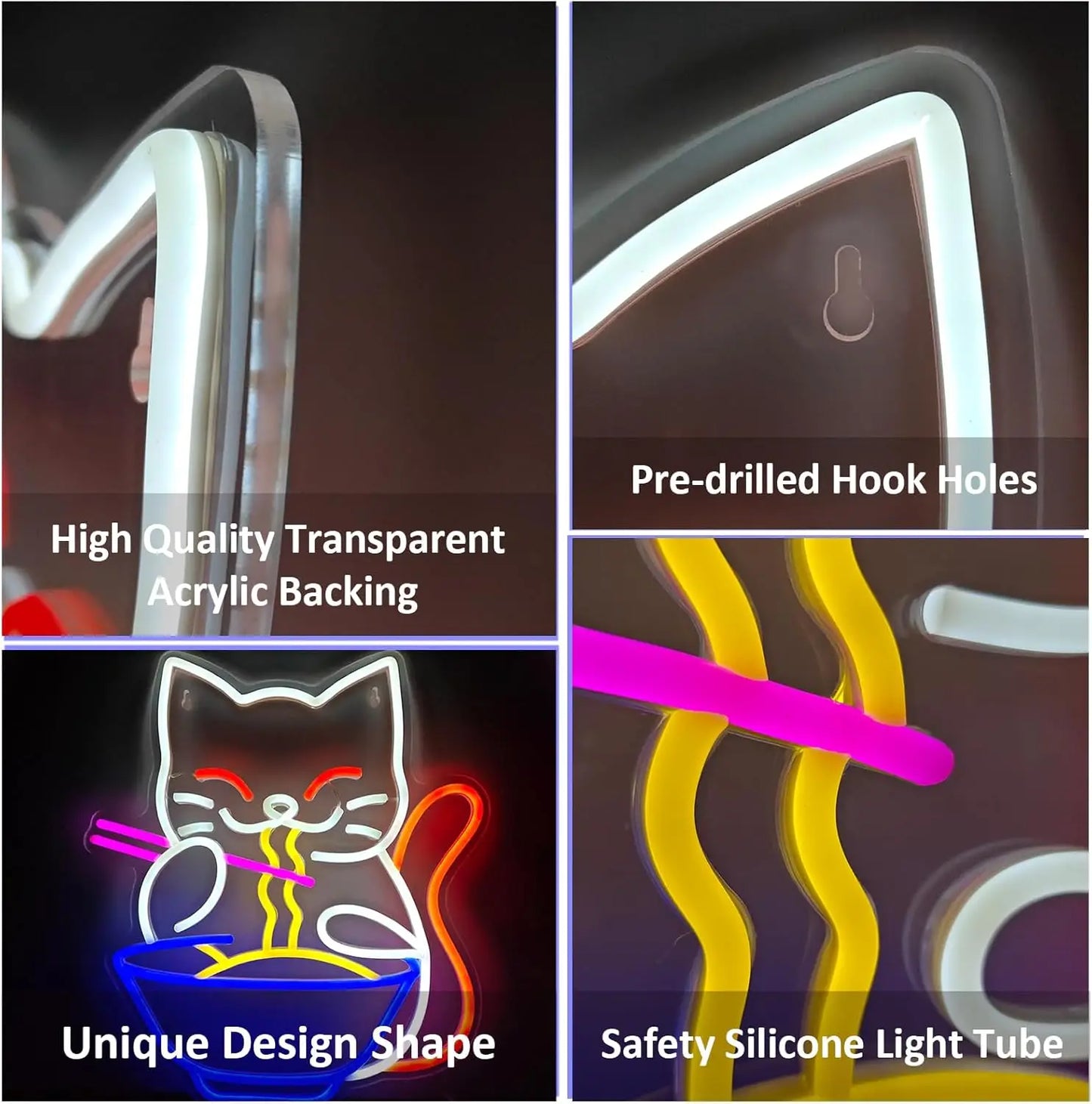 Lucky Cat Noodle LED Neon Sign