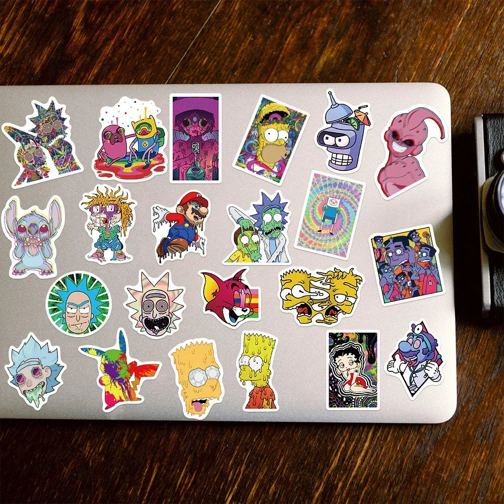 52PCS Psychedelic Cartoon Stickers