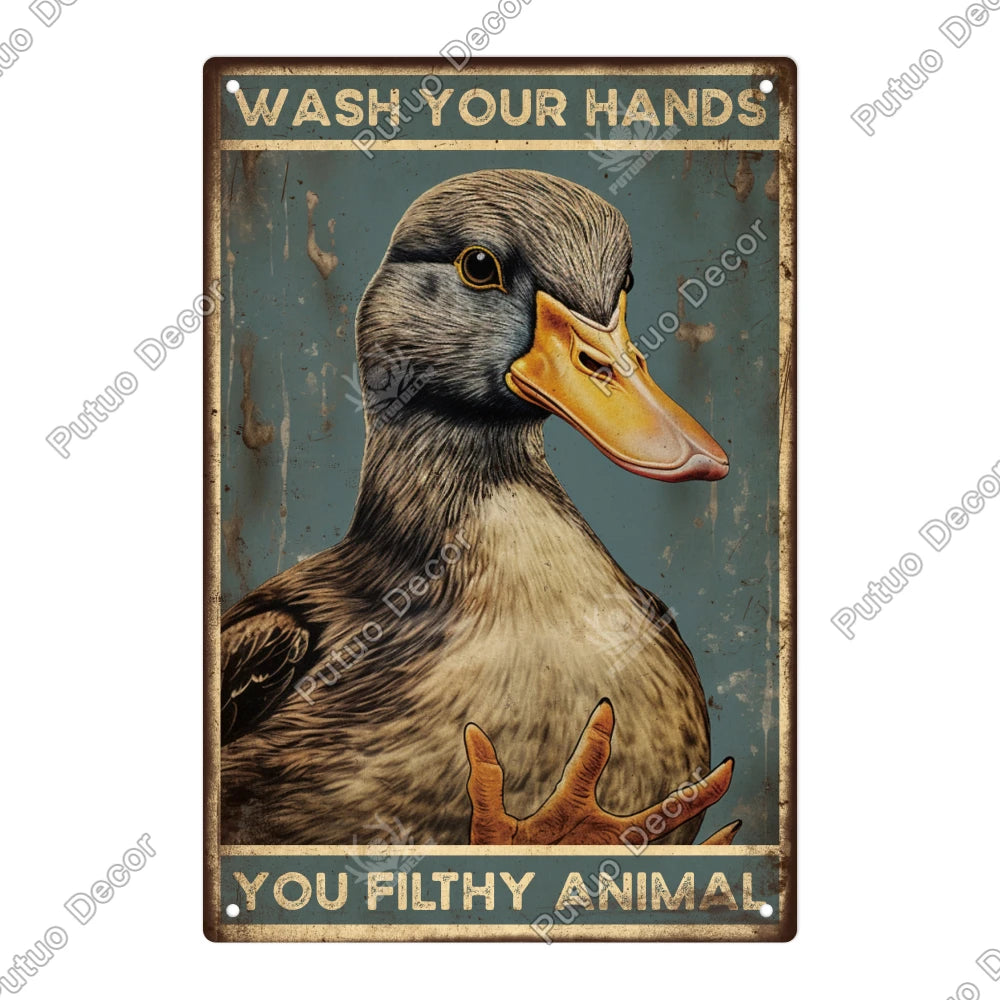 Funny Bathroom Decor Metal Signs