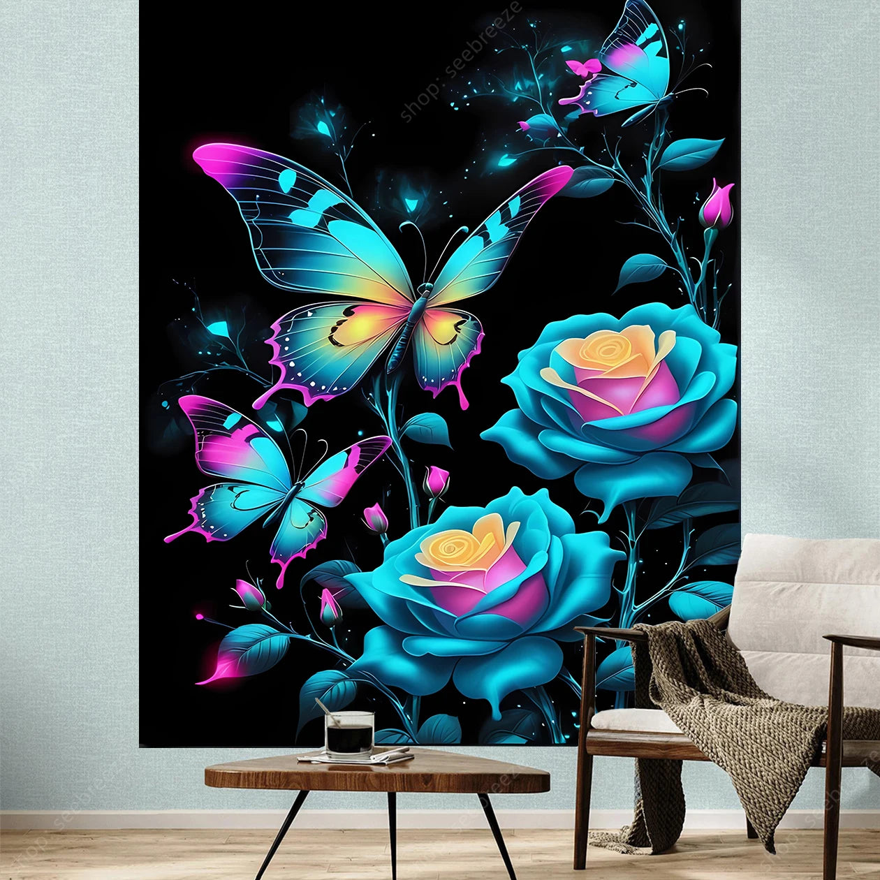 Butterfly UV Reactive Psychedelic Tapestries