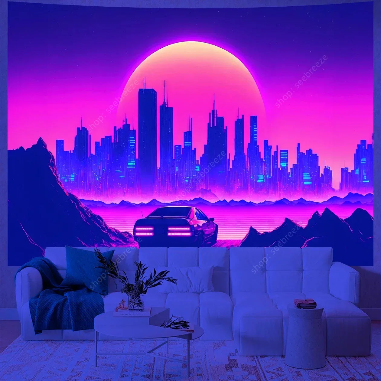 City Skyscrapers UV Reactive Tapestries