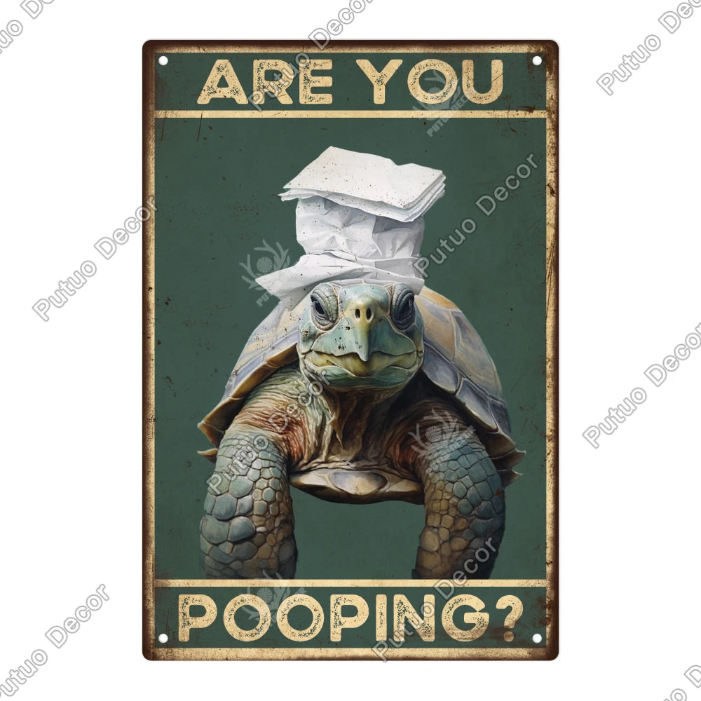 Funny Bathroom Decor Metal Signs