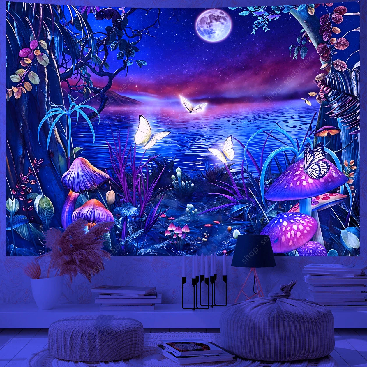 Butterfly UV Reactive Psychedelic Tapestries